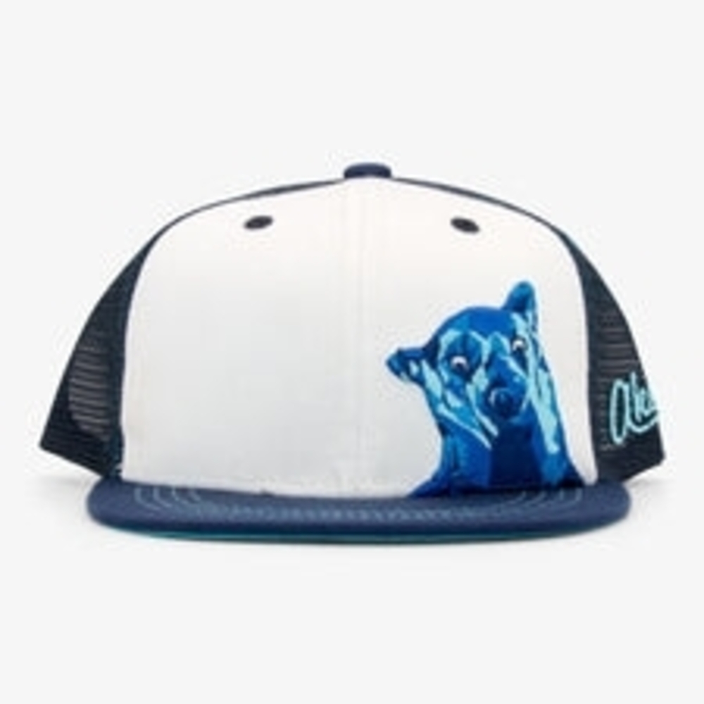 Aksels Blue and White Baseball Cap with Embroidered Design